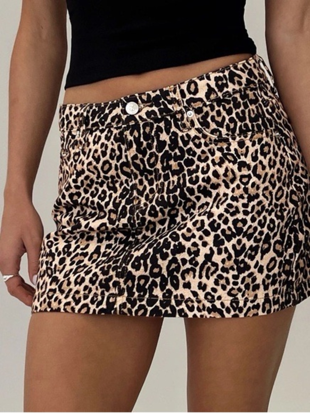 Princess Polly Leopard Print Mini Skirt in Beige and Black